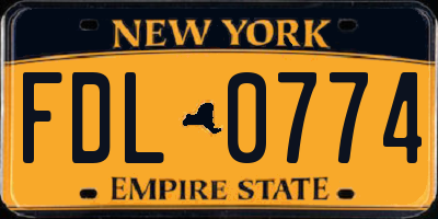 NY license plate FDL0774