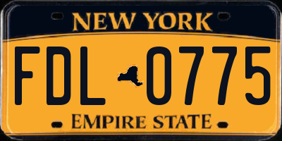 NY license plate FDL0775
