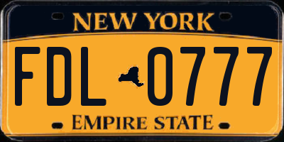 NY license plate FDL0777