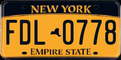 NY license plate FDL0778