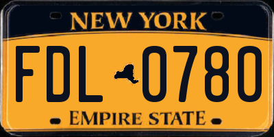 NY license plate FDL0780