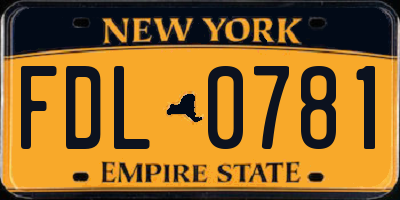 NY license plate FDL0781