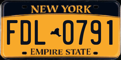 NY license plate FDL0791