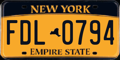 NY license plate FDL0794