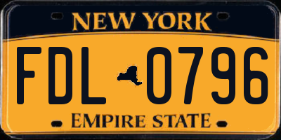 NY license plate FDL0796