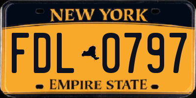 NY license plate FDL0797