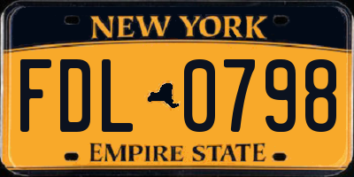 NY license plate FDL0798