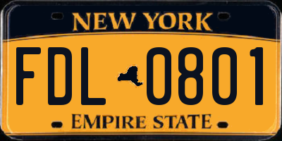 NY license plate FDL0801