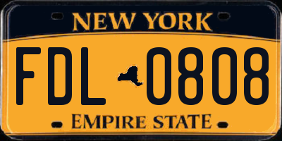 NY license plate FDL0808
