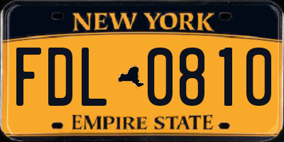 NY license plate FDL0810