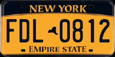 NY license plate FDL0812