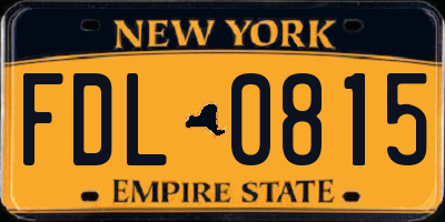 NY license plate FDL0815