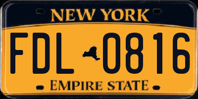 NY license plate FDL0816