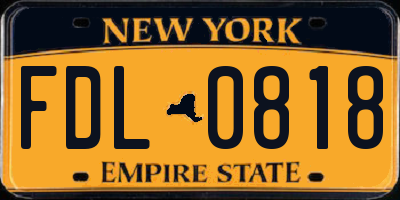 NY license plate FDL0818