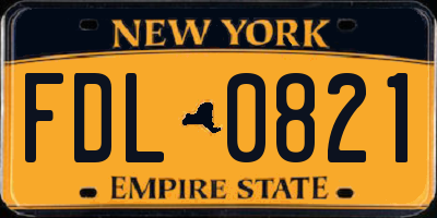 NY license plate FDL0821