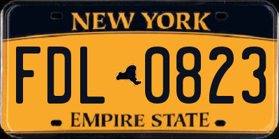NY license plate FDL0823