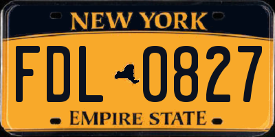 NY license plate FDL0827