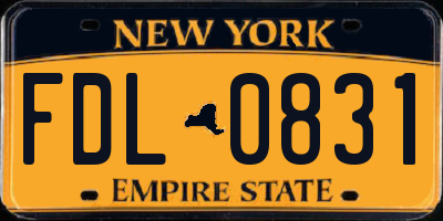 NY license plate FDL0831