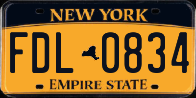 NY license plate FDL0834