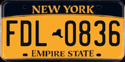 NY license plate FDL0836