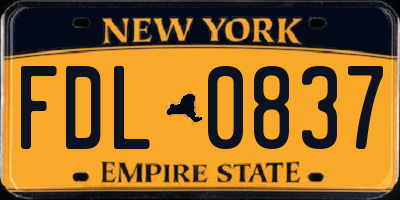 NY license plate FDL0837