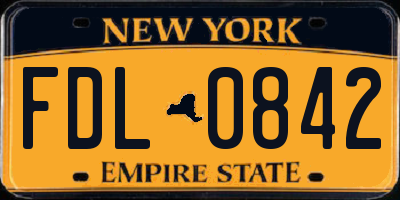 NY license plate FDL0842