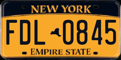 NY license plate FDL0845