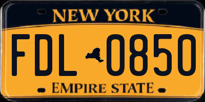 NY license plate FDL0850