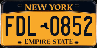 NY license plate FDL0852