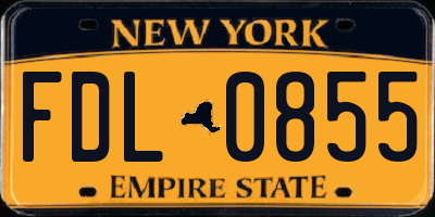 NY license plate FDL0855