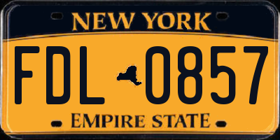 NY license plate FDL0857
