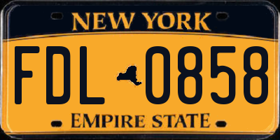 NY license plate FDL0858