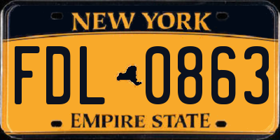 NY license plate FDL0863