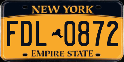 NY license plate FDL0872