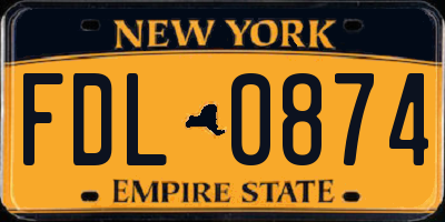 NY license plate FDL0874