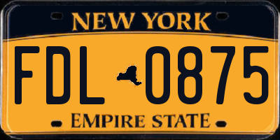 NY license plate FDL0875