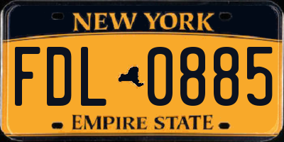 NY license plate FDL0885