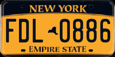 NY license plate FDL0886