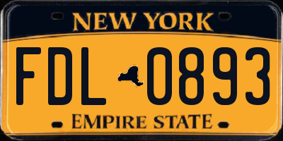 NY license plate FDL0893
