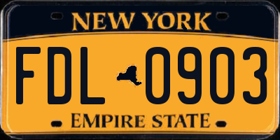 NY license plate FDL0903