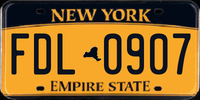 NY license plate FDL0907