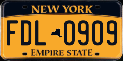 NY license plate FDL0909