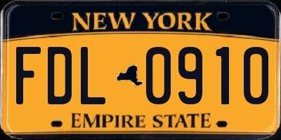 NY license plate FDL0910
