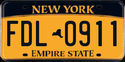 NY license plate FDL0911