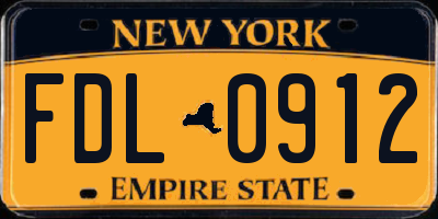 NY license plate FDL0912