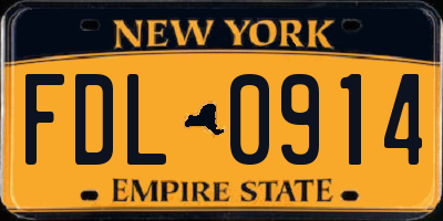 NY license plate FDL0914