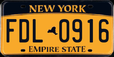 NY license plate FDL0916