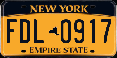 NY license plate FDL0917