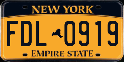 NY license plate FDL0919
