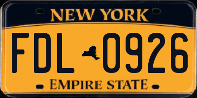 NY license plate FDL0926